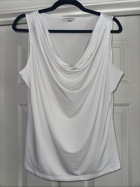 Calvin Klein White Cowl Neck Sleeveless Top